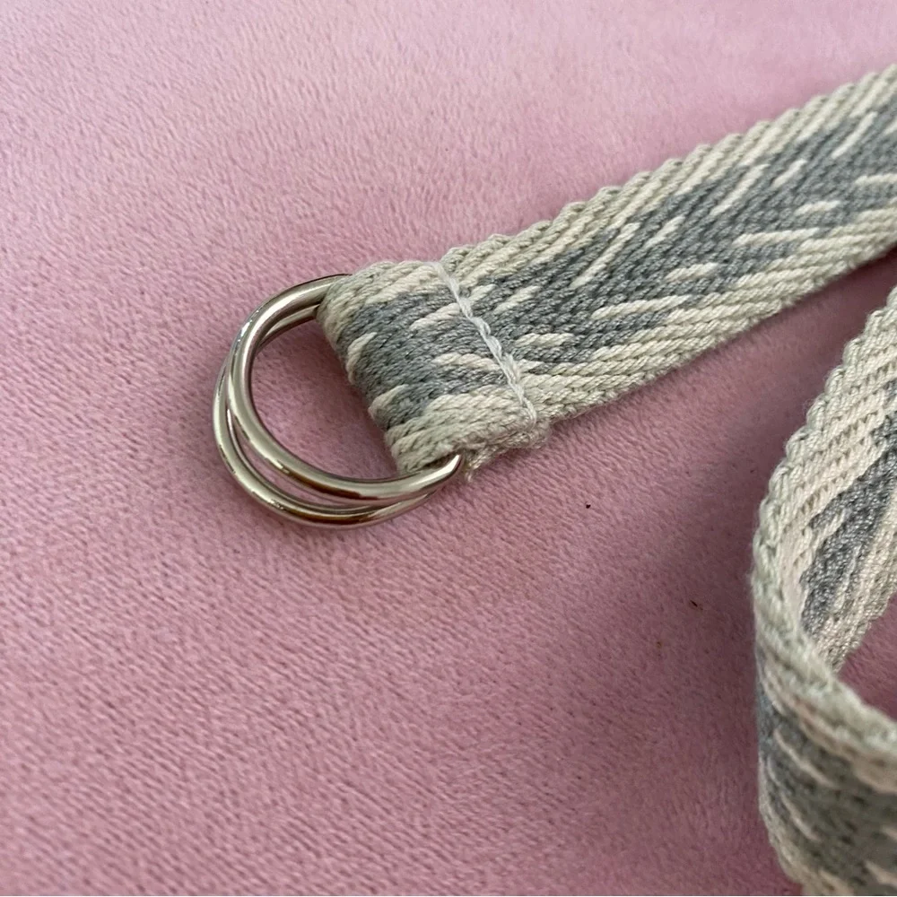 Cool Thread Belt Simple Minimalistic Ivory and Grey Multi Use Zig Zag Stripe 14